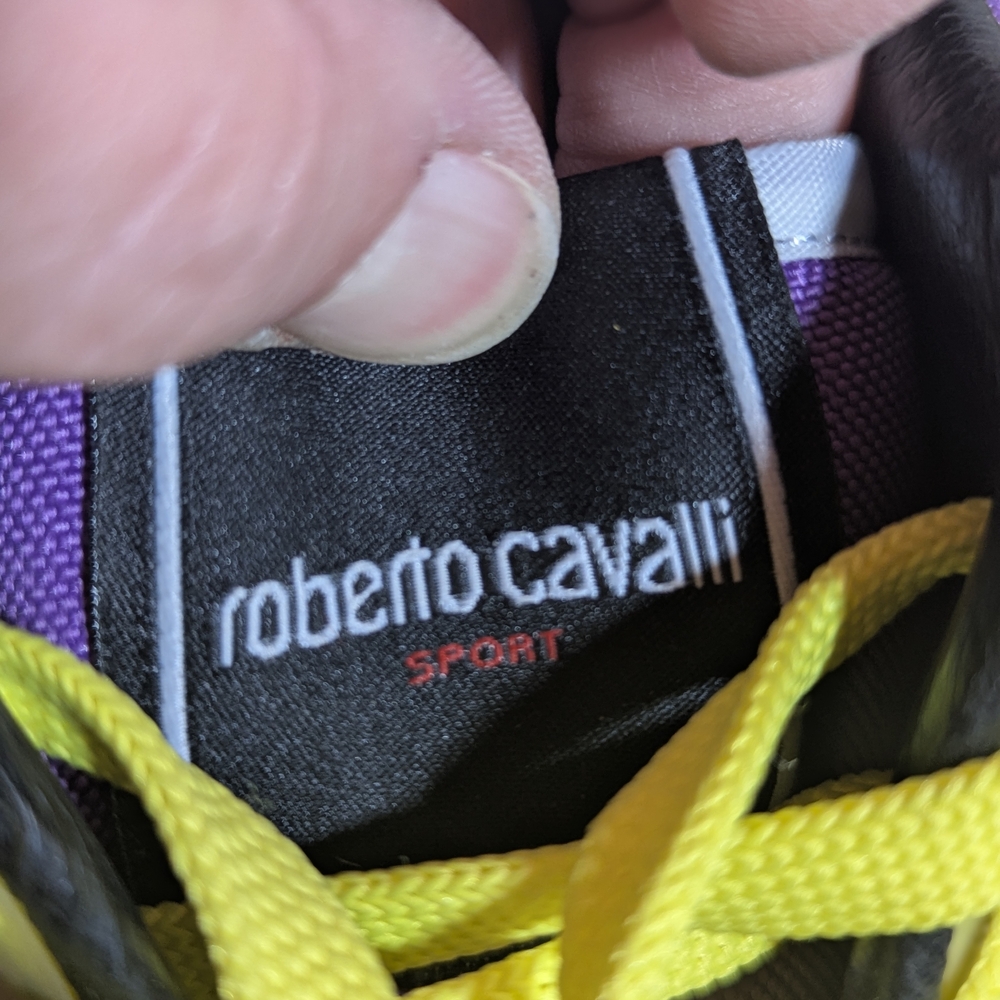 Roberto Cavalli Sport Leather Purple and Silver Sneakers Maximalist M 8.5 W 10 - Picture 9 of 11